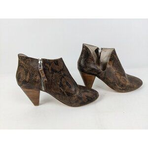 Matt Bernson Leather Snake Print Brown Side Zip Booties Womens Size 9 New York